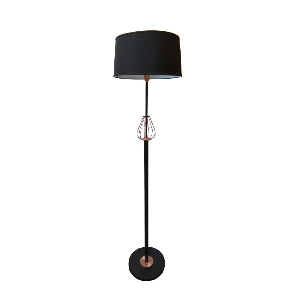 Lámpara de pie negra con cobre